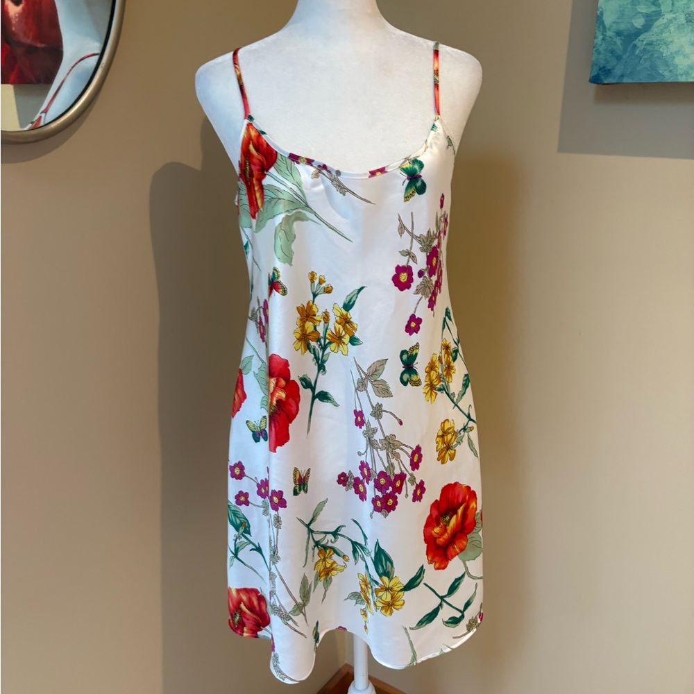Natori Saks 5th Ave Pastel Floral Chemise Sz L